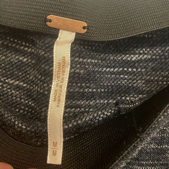 Free People Navy & White Space Dye Long Pencil Skirt with zippered slit - Picture 3 of 6